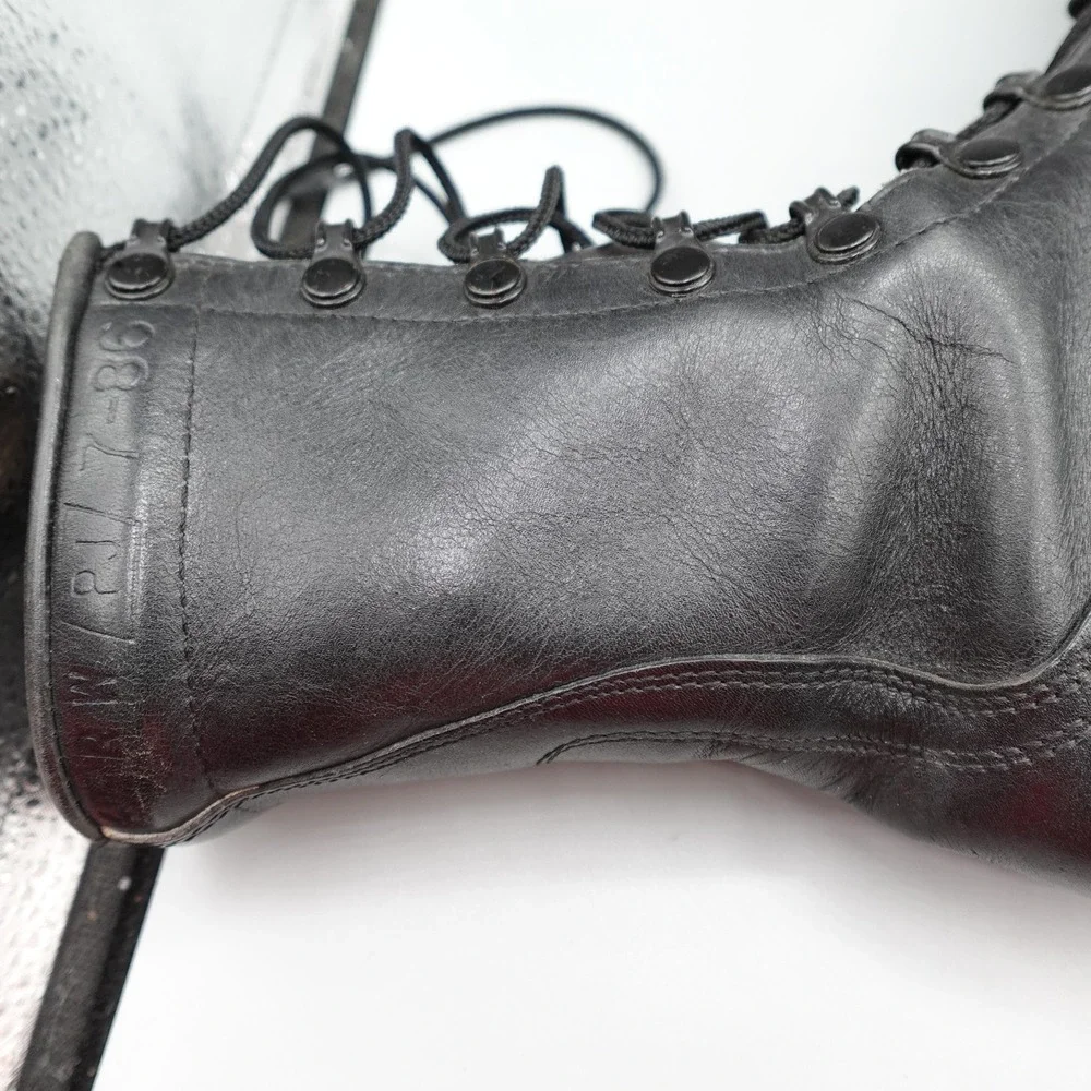 Vintage Military Combat Jump Boots Mens 4.5 Black Leather PJ 7-86 80s Tactical